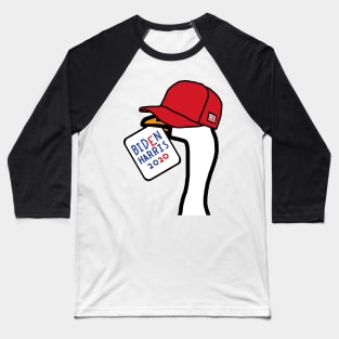 Portrait of Goose in Red Hat with Stolen Biden Harris Sign Baseball T-Shirt